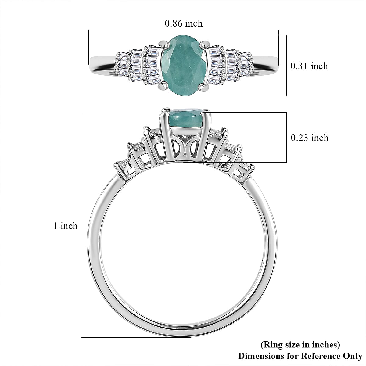 Grandidierite and Diamond Ring in Platinum Over Sterling Silver (Size 10.0) 1.00 ctw