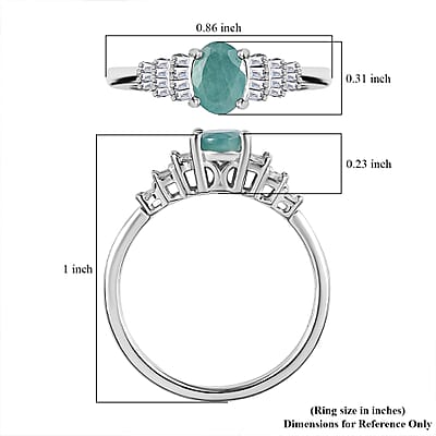 Grandidierite and Diamond Ring in Platinum Over Sterling Silver (Size 10.0) 1.00 ctw