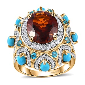 GP Bella Italia Collection Premium Santa Ana Madeira Citrine and Multi Gemstone Ring in Vermeil Yellow Gold Over Sterling Silver (Size 7.0) 6.70 ctw