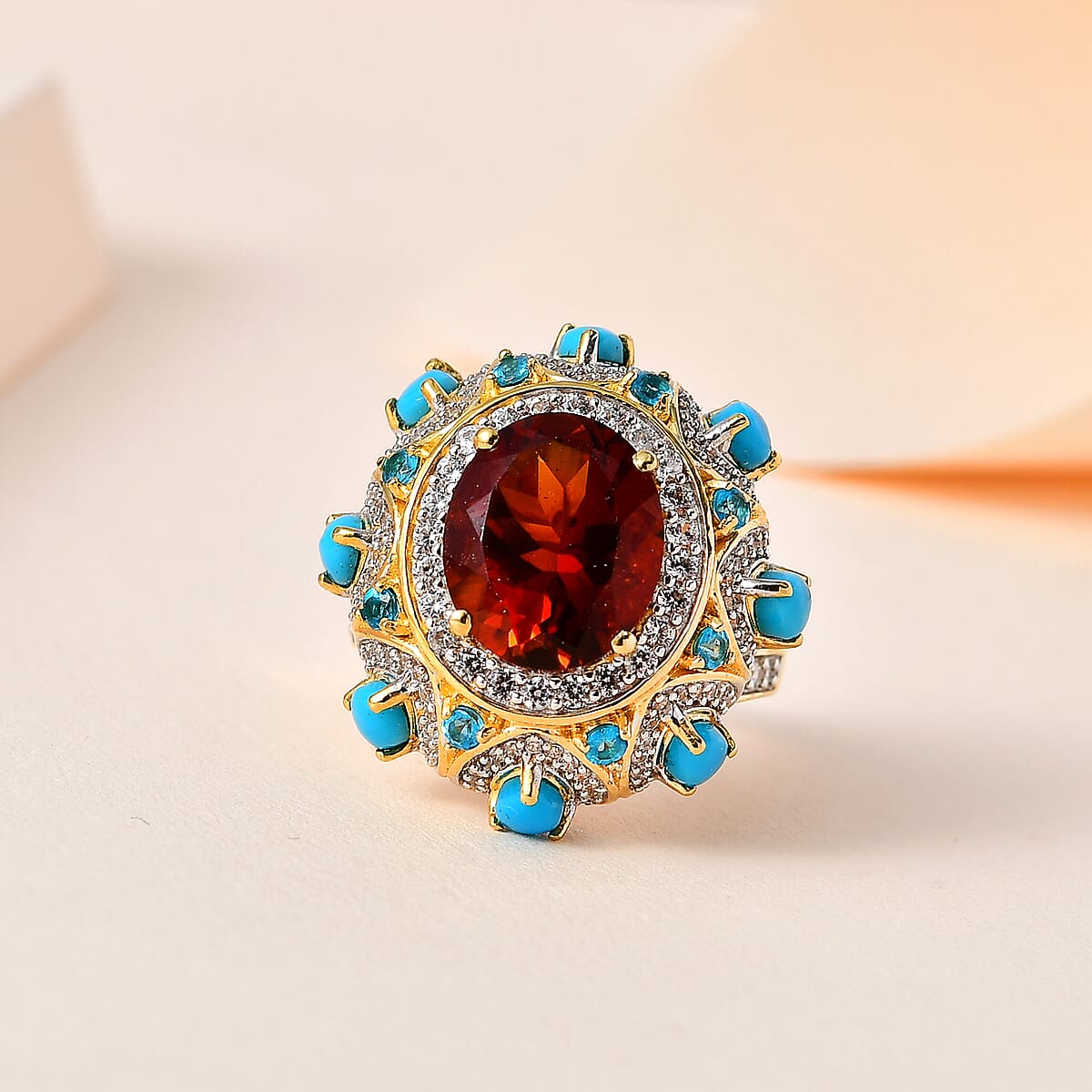 GP Bella Italia Collection Premium Santa Ana Madeira Citrine and Multi Gemstone Ring in Vermeil Yellow Gold Over Sterling Silver (Size 7.0) 6.70 ctw image number 1