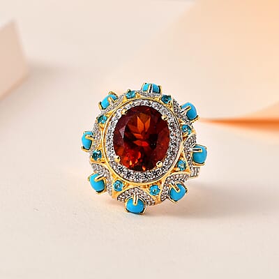 GP Bella Italia Collection Premium Santa Ana Madeira Citrine and Multi Gemstone Ring in Vermeil Yellow Gold Over Sterling Silver (Size 7.0) 6.70 ctw