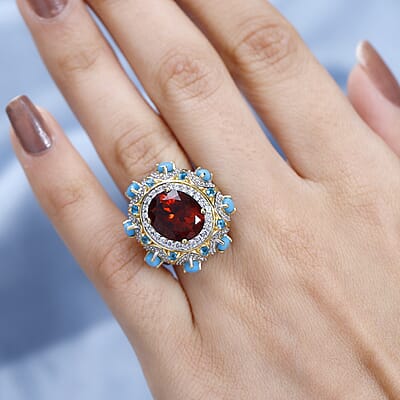 GP Bella Italia Collection Premium Santa Ana Madeira Citrine and Multi Gemstone Ring in Vermeil Yellow Gold Over Sterling Silver (Size 7.0) 6.70 ctw
