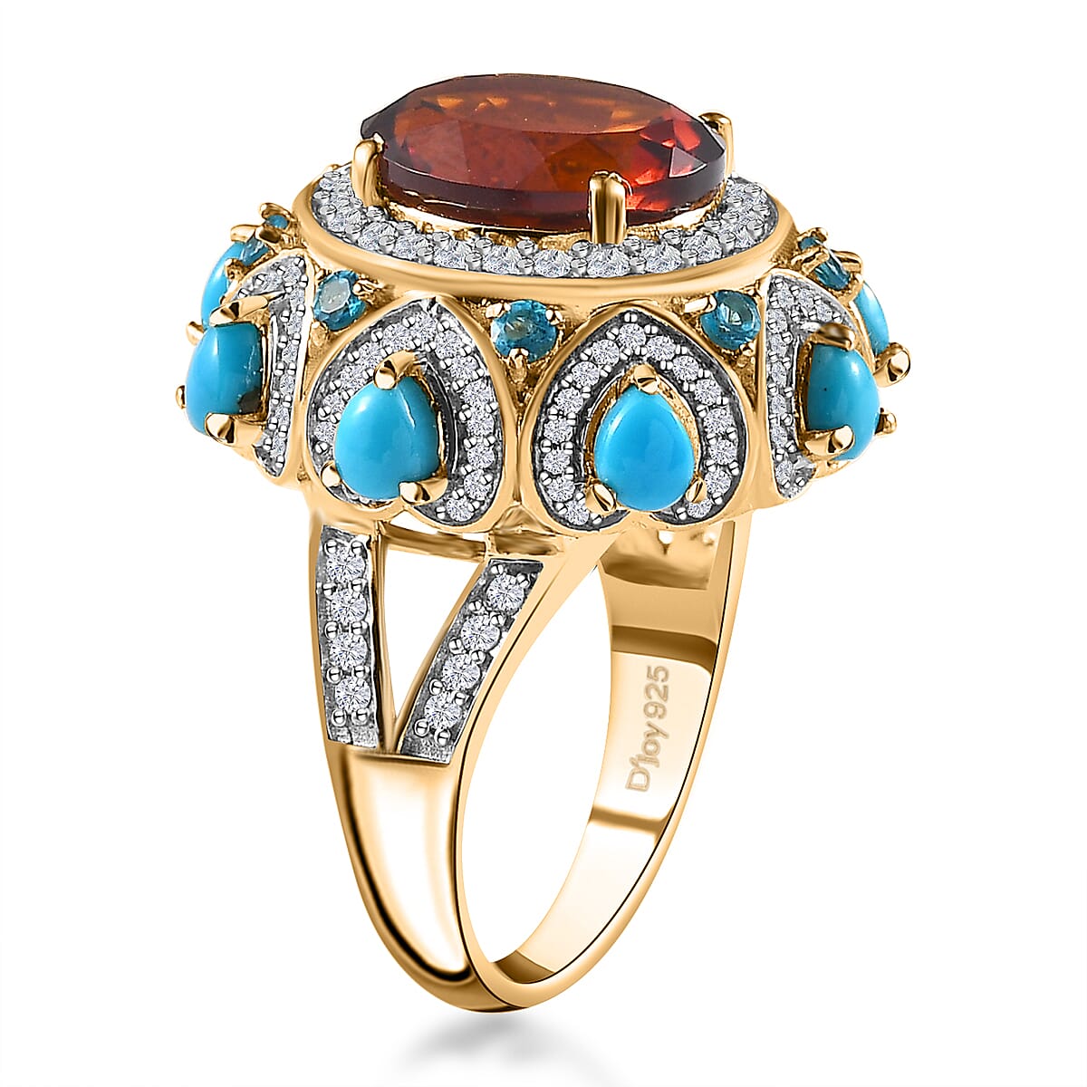 GP Bella Italia Collection Premium Santa Ana Madeira Citrine and Multi Gemstone Ring in Vermeil Yellow Gold Over Sterling Silver (Size 7.0) 6.70 ctw image number 3