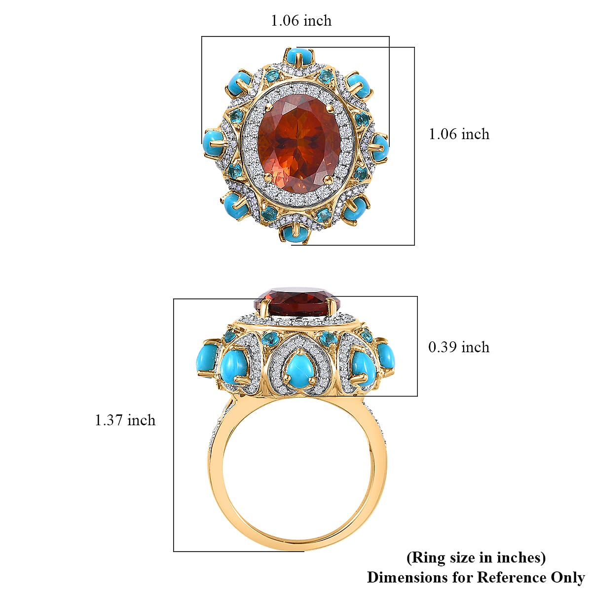GP Bella Italia Collection Premium Santa Ana Madeira Citrine and Multi Gemstone Ring in Vermeil Yellow Gold Over Sterling Silver (Size 7.0) 6.70 ctw