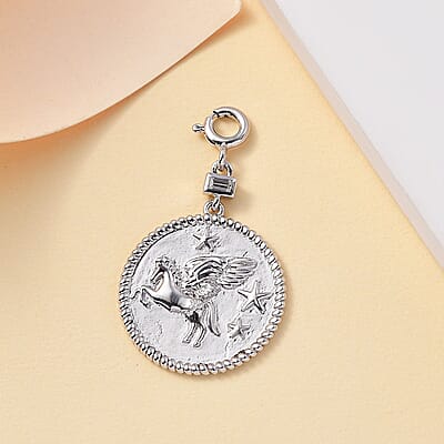 Moissanite Charm in Platinum Over Sterling Silver 0.06 ctw
