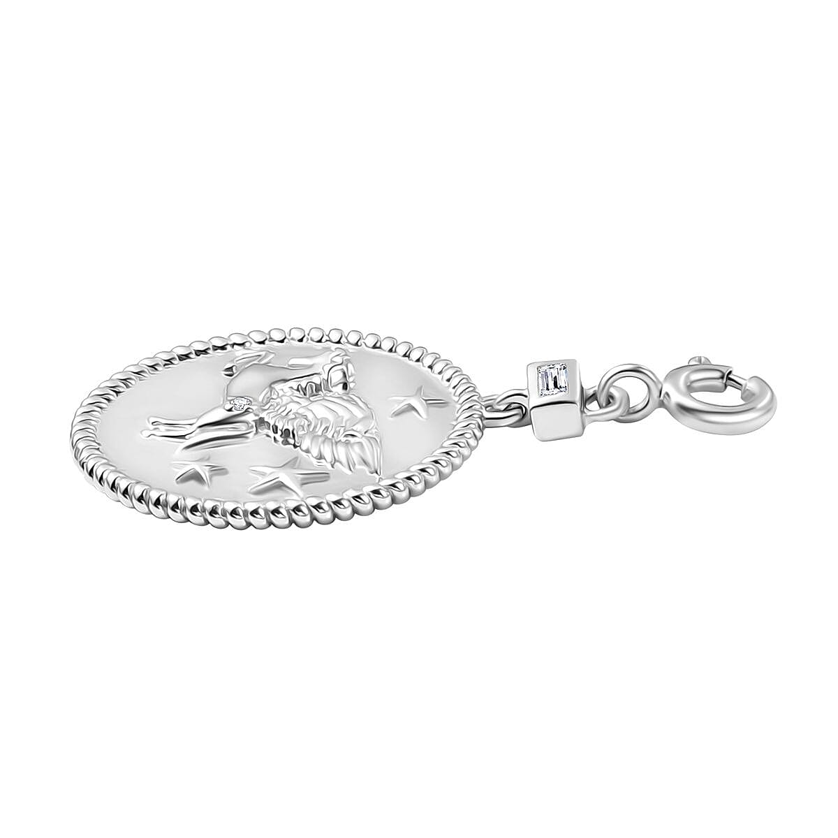 Moissanite Charm in Platinum Over Sterling Silver 0.06 ctw