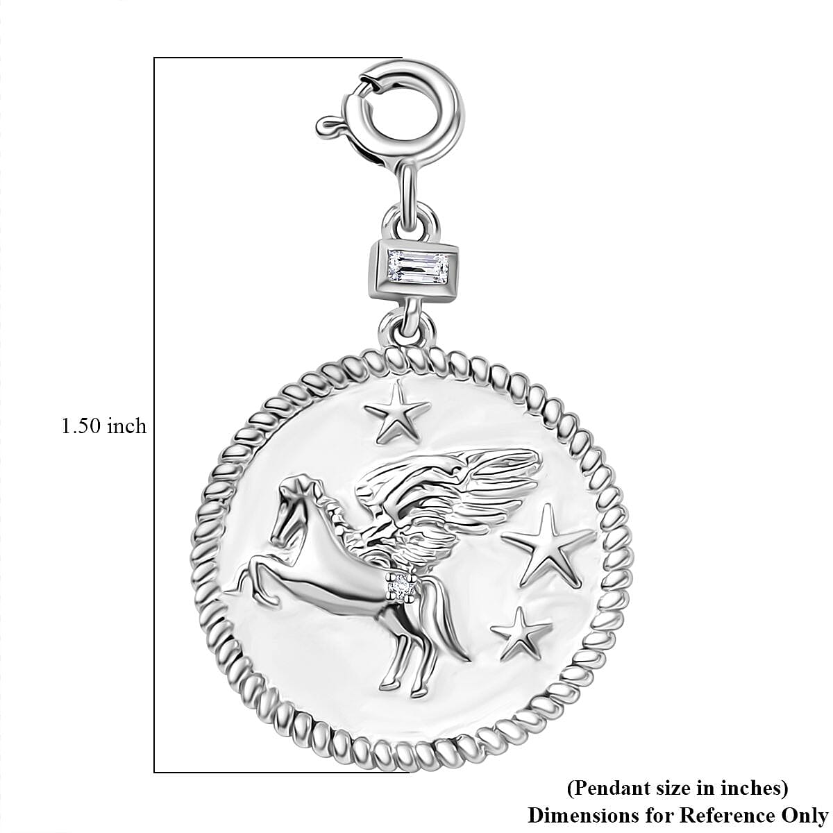 Moissanite Charm in Platinum Over Sterling Silver 0.06 ctw