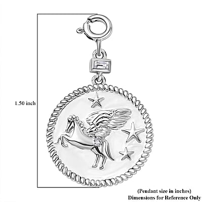 Moissanite Charm in Platinum Over Sterling Silver 0.06 ctw