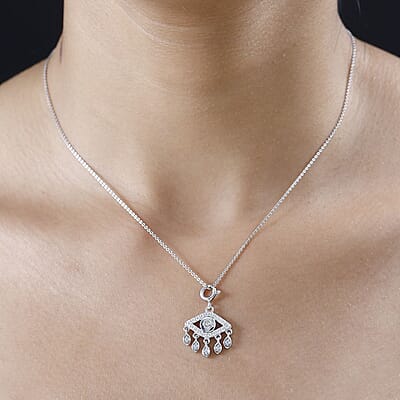Moissanite Charm in Platinum Over Sterling Silver  0.50 ctw