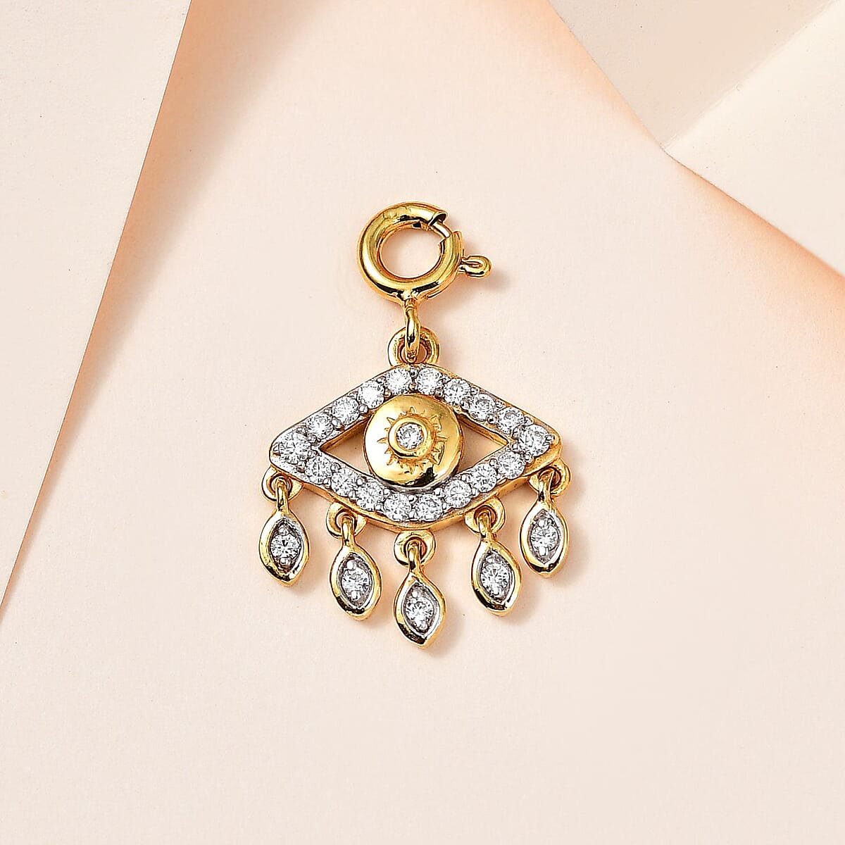 Moissanite Charm in Vermeil Yellow Gold Over Sterling Silver 0.50 ctw image number 1