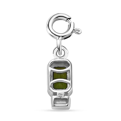Chrome Diopside and Moissanite Charm in Platinum Over Sterling Silver 0.65 ctw