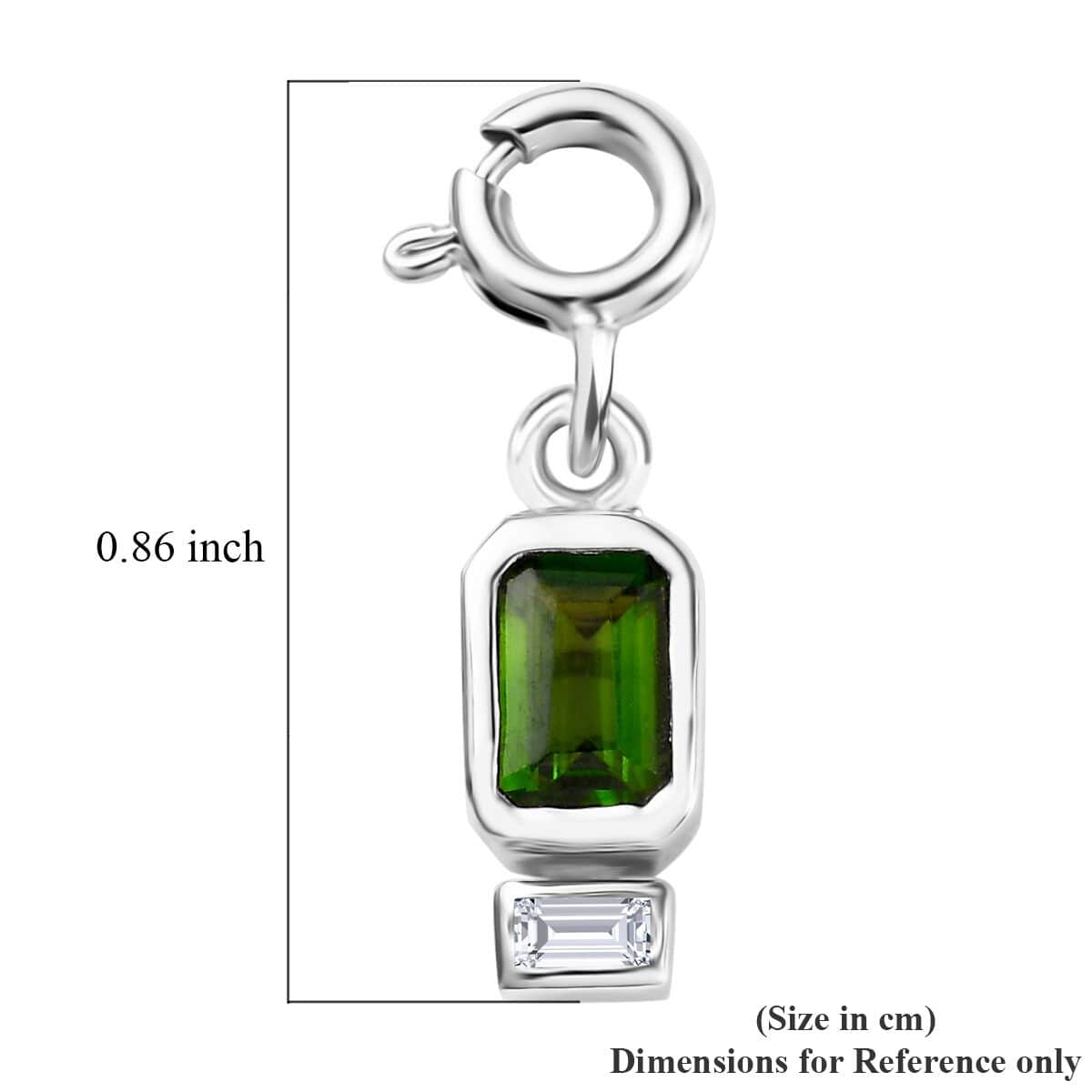 Chrome Diopside and Moissanite Charm in Platinum Over Sterling Silver 0.65 ctw image number 5