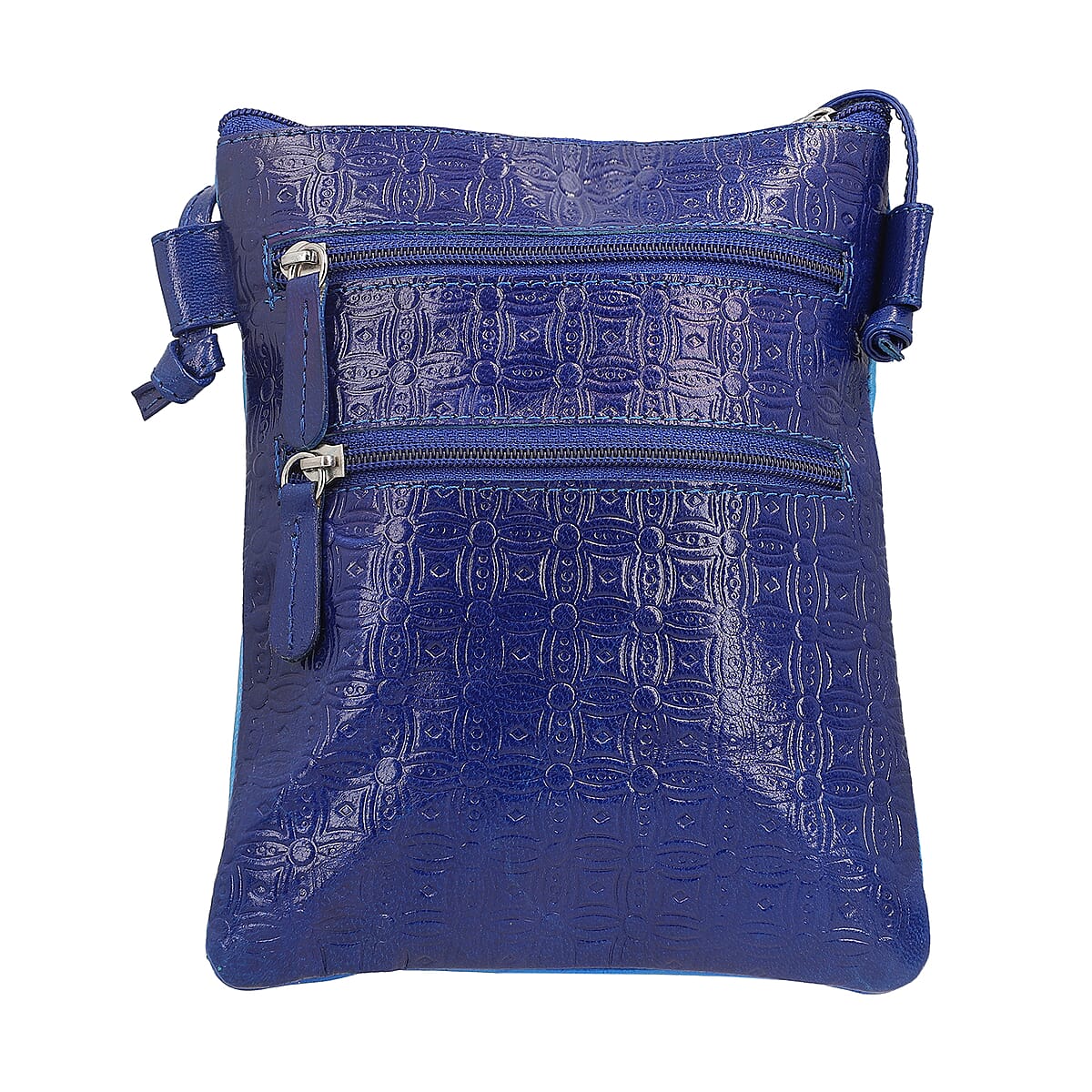 Vivid by Sukriti Blue Eagle Pattern Hand Painted Genuine Leather Crossbody Bag image number 5