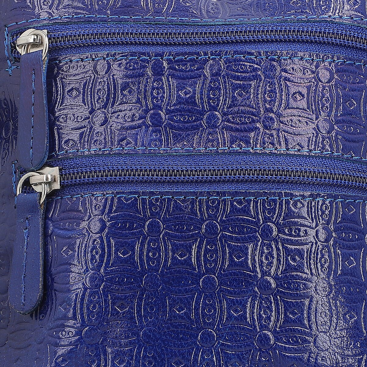 Vivid by Sukriti Blue Eagle Pattern Hand Painted Genuine Leather Crossbody Bag image number 7
