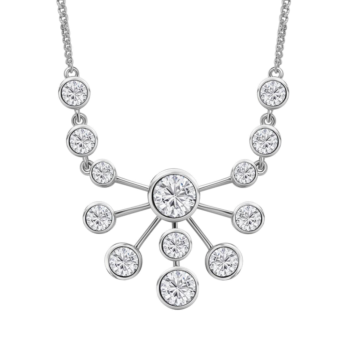 Moissanite Floral Bubble Necklace 18 Inches in Platinum Over Sterling Silver 8.30 ctw image number 0