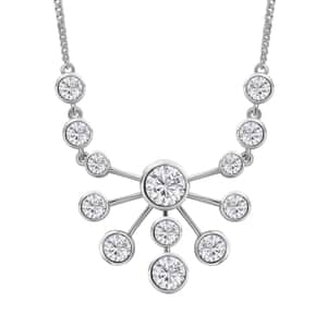 Moissanite Floral Bubble Necklace 18 Inches in Platinum Over Sterling Silver 8.30 ctw