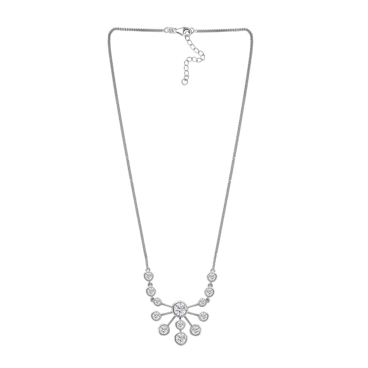 Moissanite Floral Bubble Necklace 18 Inches in Platinum Over Sterling Silver 8.30 ctw image number 3