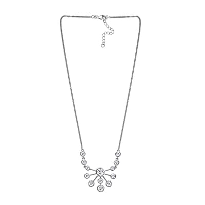 Moissanite Floral Bubble Necklace 18 Inches in Platinum Over Sterling Silver 8.30 ctw