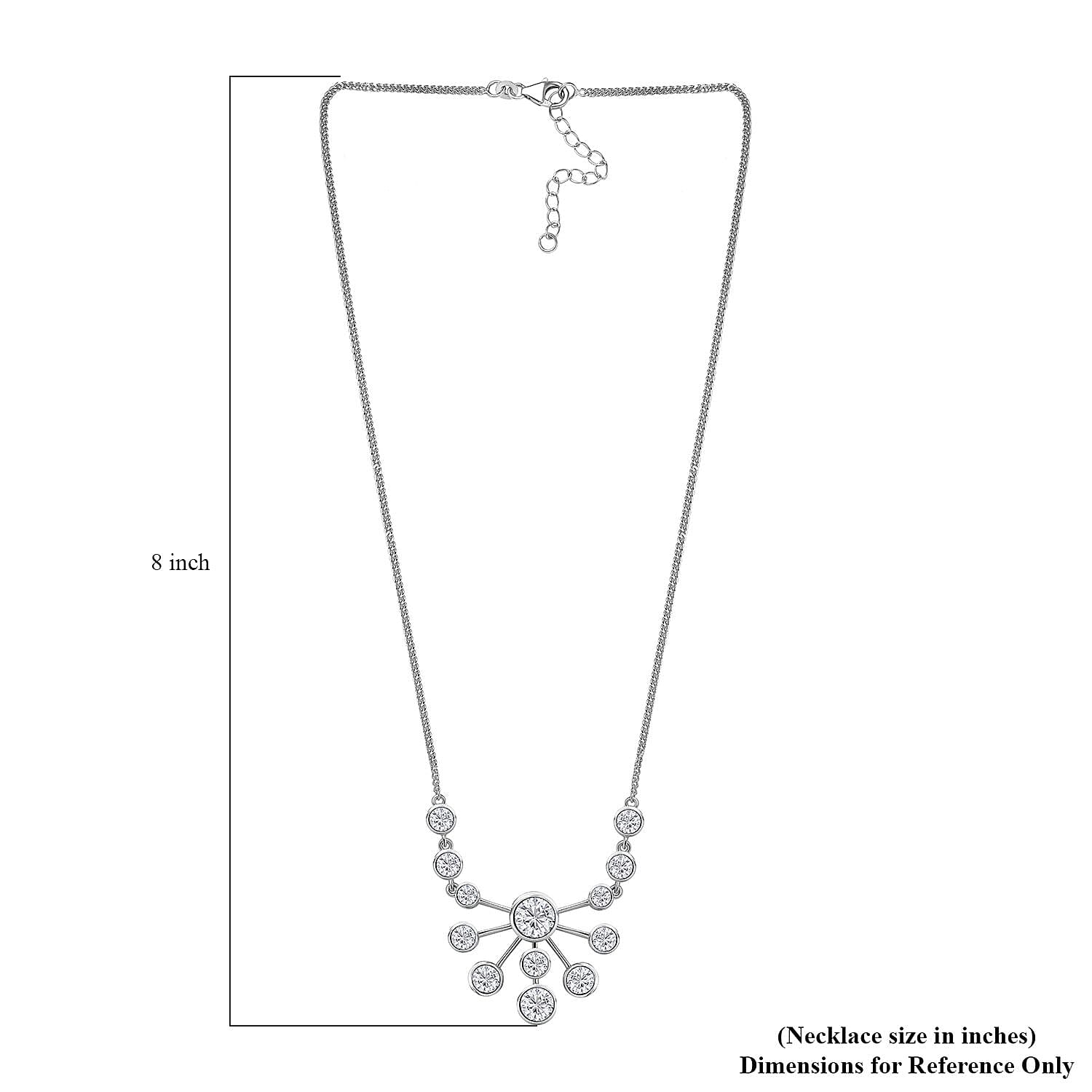 Moissanite Floral Bubble Necklace 18 Inches in Platinum Over Sterling Silver 8.30 ctw