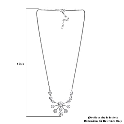 Moissanite Floral Bubble Necklace 18 Inches in Platinum Over Sterling Silver 8.30 ctw