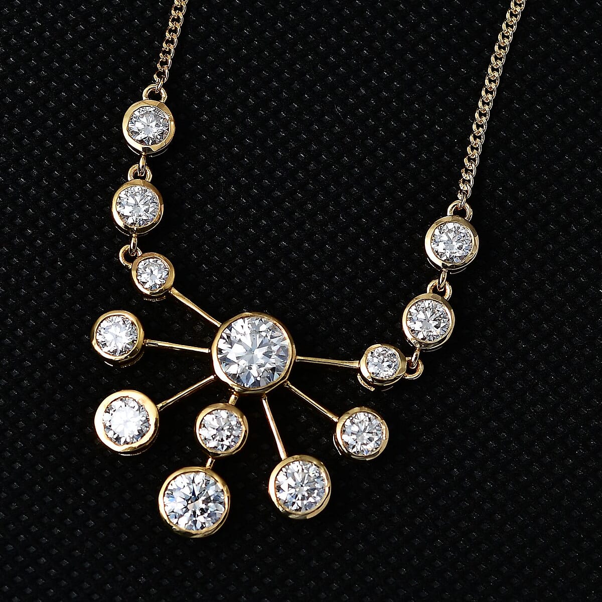 Moissanite Floral Bubble Necklace 18 Inches in Vermeil Yellow Gold Over Sterling Silver 8.30 ctw image number 1