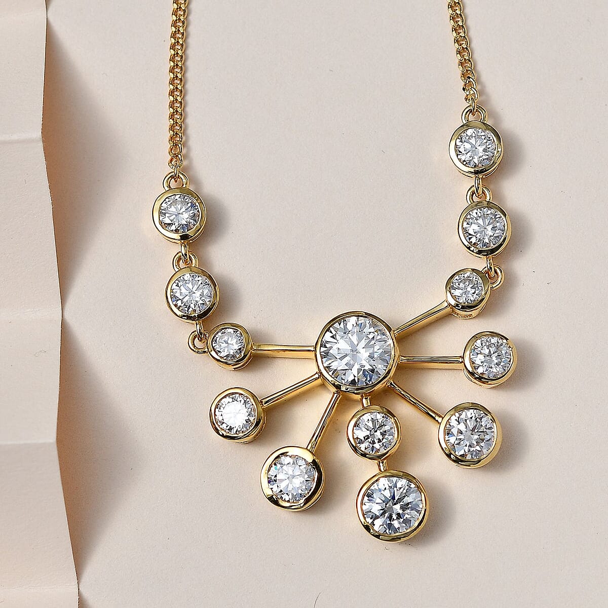 Moissanite Floral Bubble Necklace 18 Inches in Vermeil Yellow Gold Over Sterling Silver 8.30 ctw image number 2