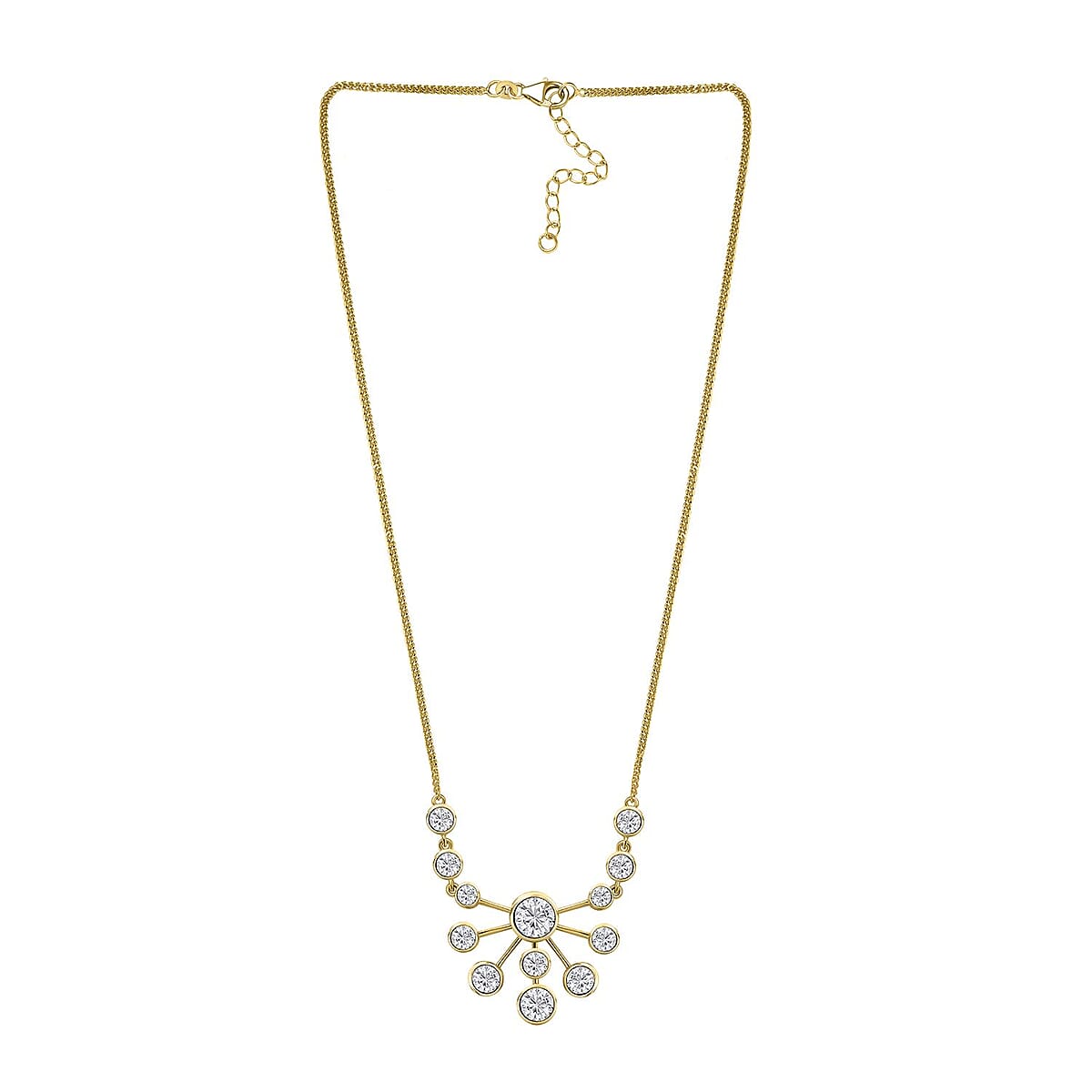 Moissanite Floral Bubble Necklace 18 Inches in Vermeil Yellow Gold Over Sterling Silver 8.30 ctw image number 4