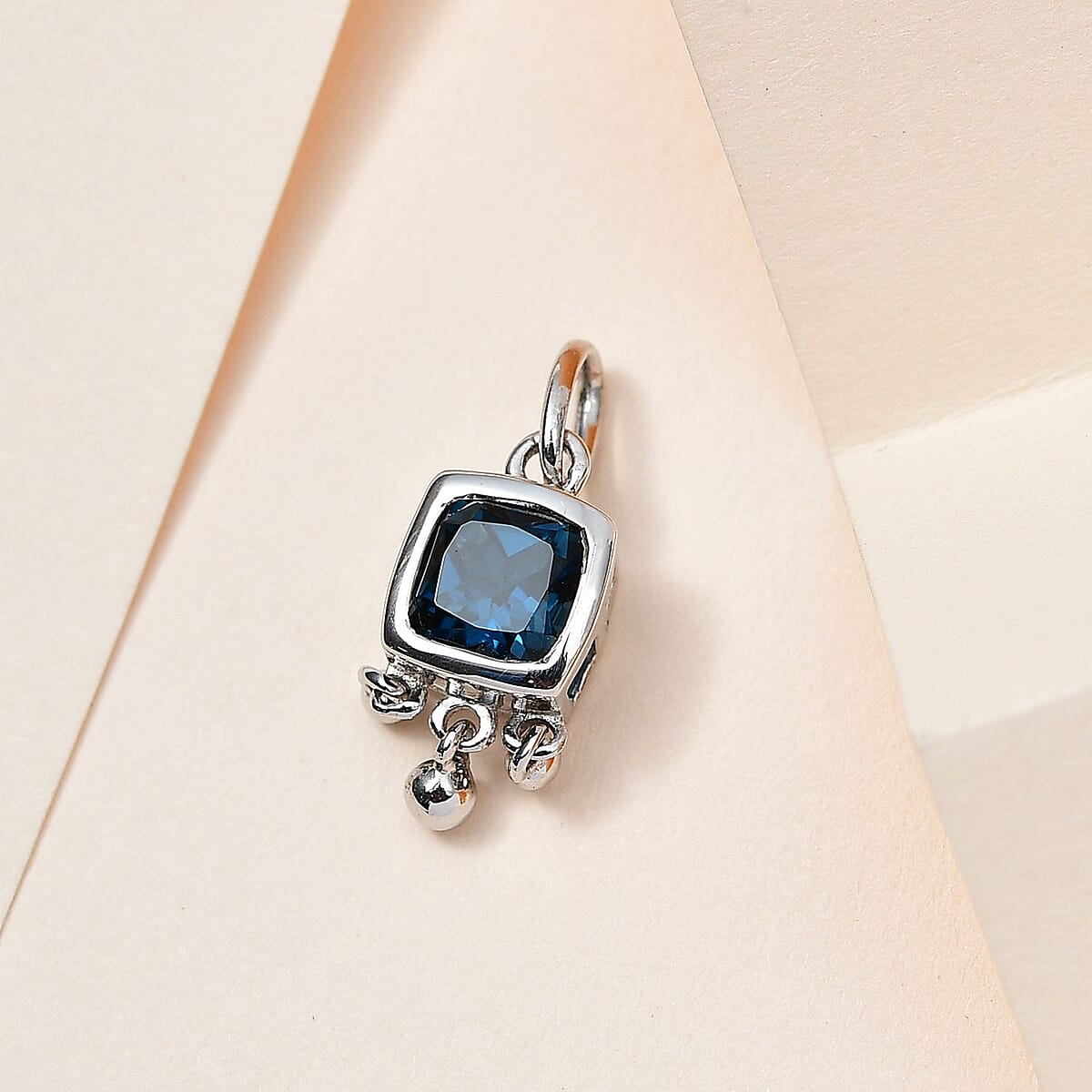 London Blue Topaz Charm in Platinum Over Sterling Silver 1.10 ctw image number 1