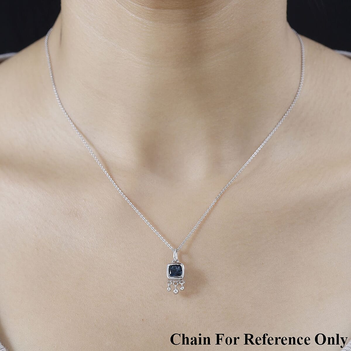 London Blue Topaz Charm in Platinum Over Sterling Silver 1.10 ctw image number 2