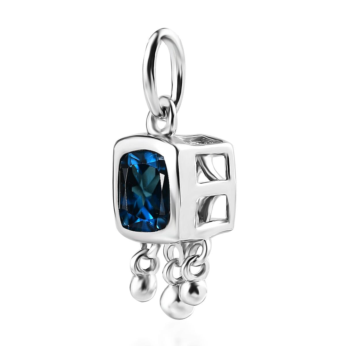 London Blue Topaz Charm in Platinum Over Sterling Silver 1.10 ctw image number 3