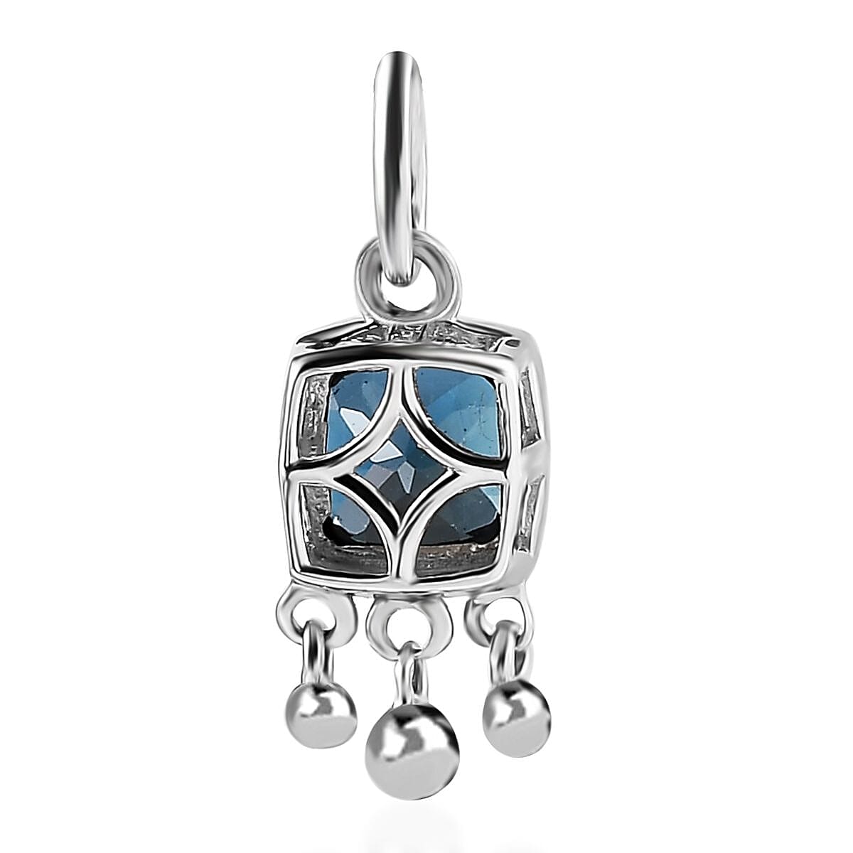 London Blue Topaz Charm in Platinum Over Sterling Silver 1.10 ctw image number 4