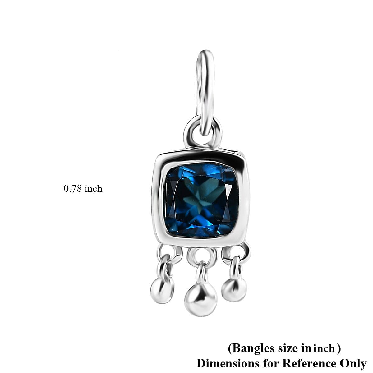 London Blue Topaz Charm in Platinum Over Sterling Silver 1.10 ctw image number 5