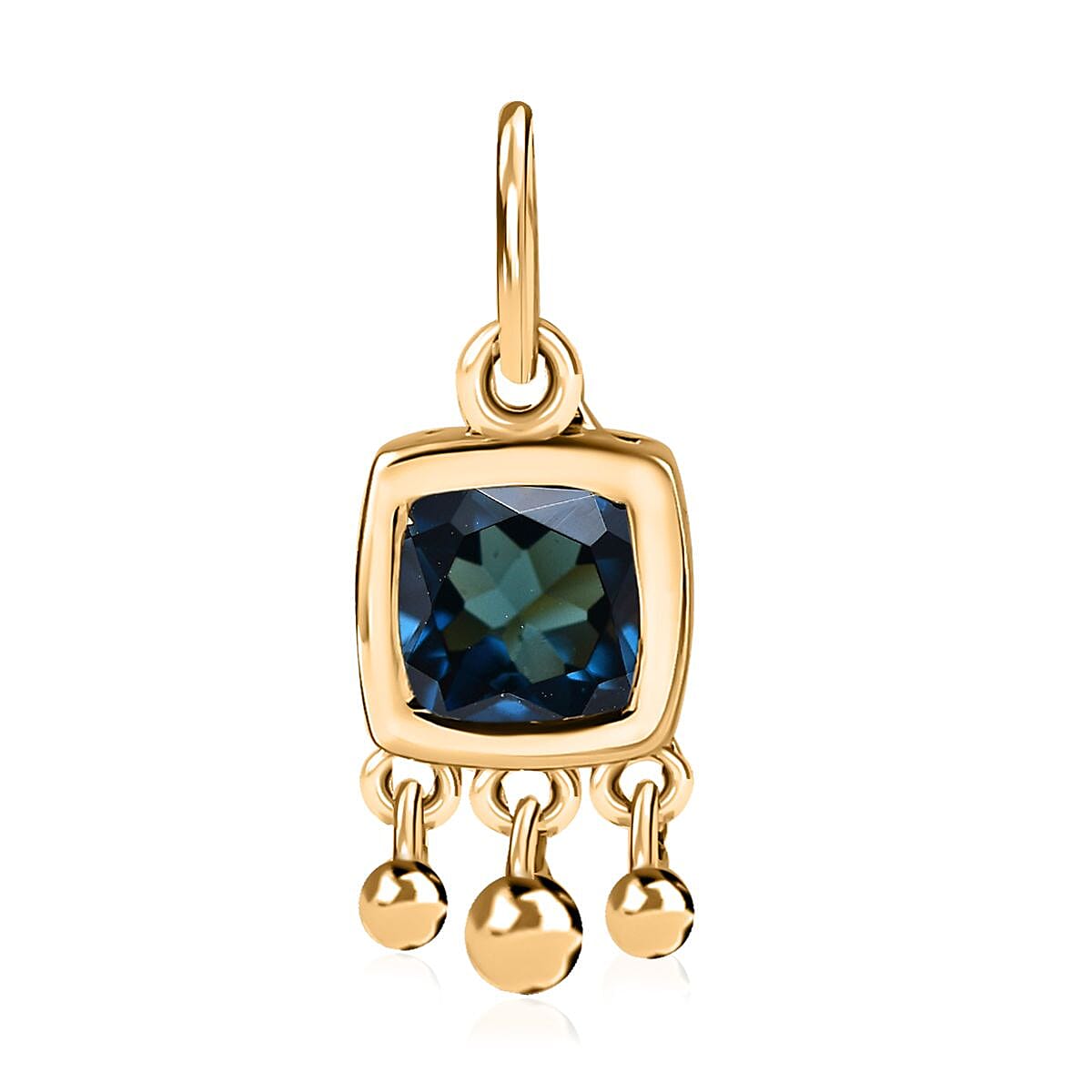 London Blue Topaz Charm in Vermeil Yellow Gold Over Sterling Silver 1.10 ctw