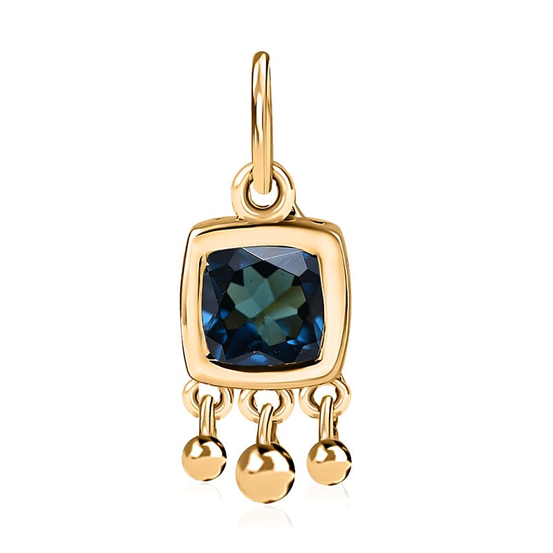 London Blue Topaz Charm in Vermeil Yellow Gold Over Sterling Silver 1.10 ctw