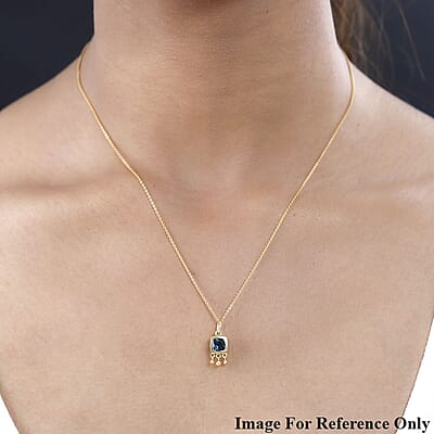 London Blue Topaz Charm in Vermeil Yellow Gold Over Sterling Silver 1.10 ctw