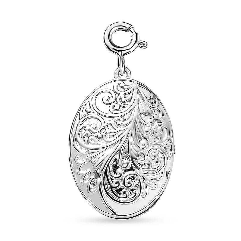 Platinum Over Sterling Silver Floral Charm 6.75 Grams