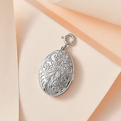 Platinum Over Sterling Silver Floral Charm 6.75 Grams