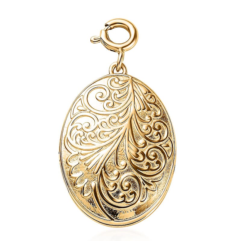 Vermeil Yellow Gold Over Sterling Silver Floral Medallion Charm 7.35 Grams