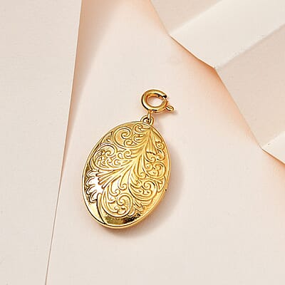 Vermeil Yellow Gold Over Sterling Silver Floral Medallion Charm 7.35 Grams