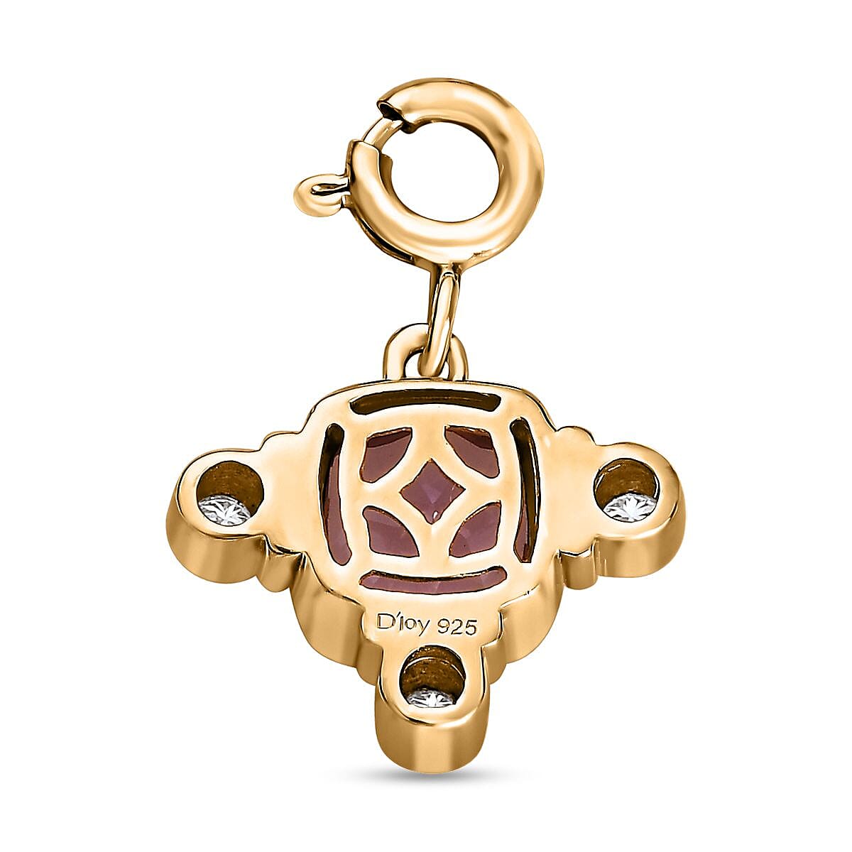 Rose De France Amethyst and Moissanite Medallion Charm in Vermeil Yellow Gold Over Sterling Silver 1.50 ctw image number 4