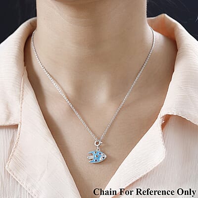 Multi Gemstone and Enameled Fish Charm in Platinum Over Sterling Silver 0.20 ctw