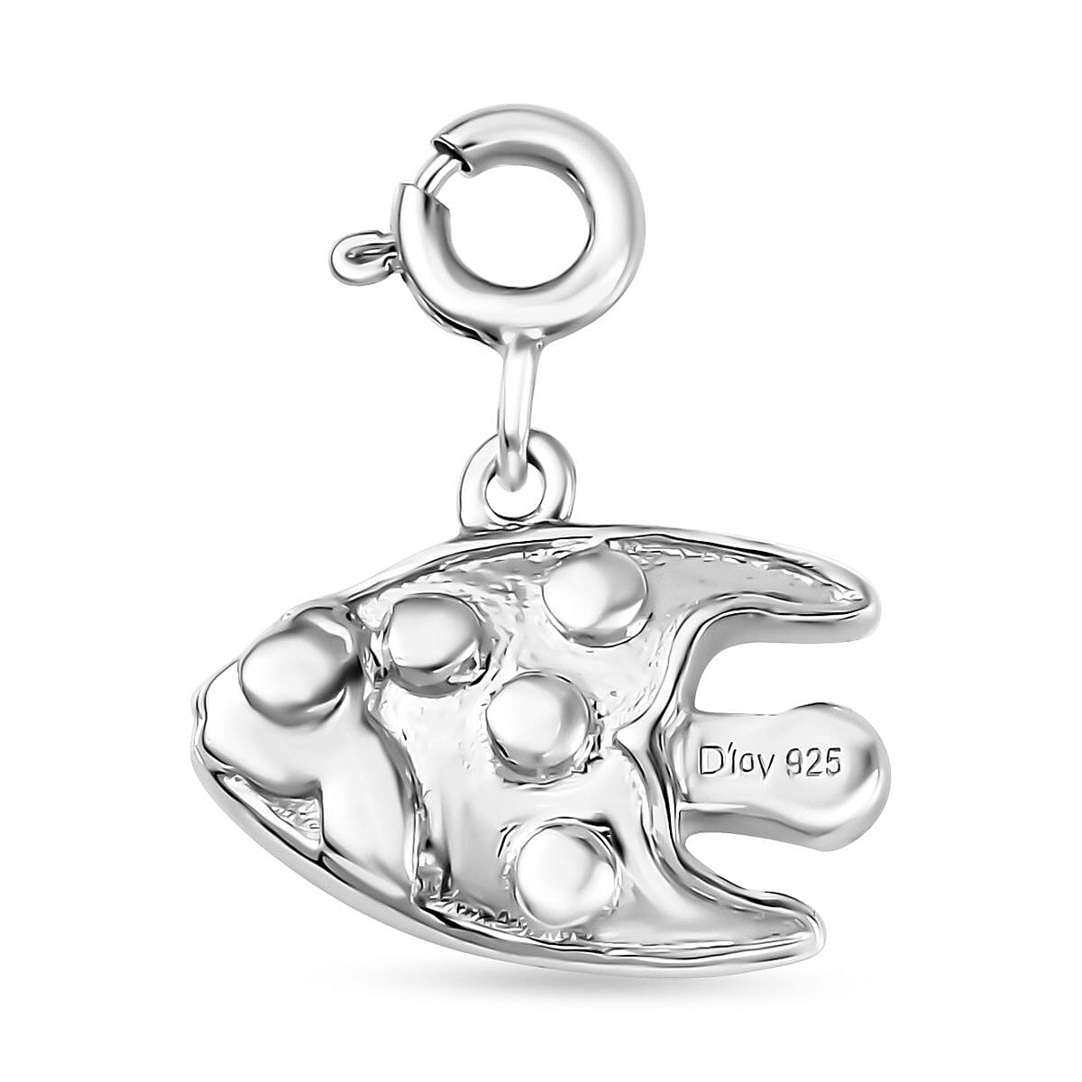Multi Gemstone and Enameled Fish Charm in Platinum Over Sterling Silver 0.20 ctw