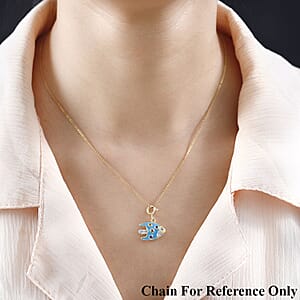 Multi Gemstone and Enameled Fish Charm in Vermeil Yellow Gold Over Sterling Silver 0.20 ctw