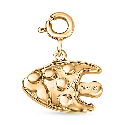 Multi Gemstone and Enameled Fish Charm in Vermeil Yellow Gold Over Sterling Silver 0.20 ctw