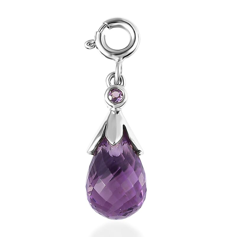 Rose De France Amethyst Charm in Platinum Over Sterling Silver 5.10 ctw
