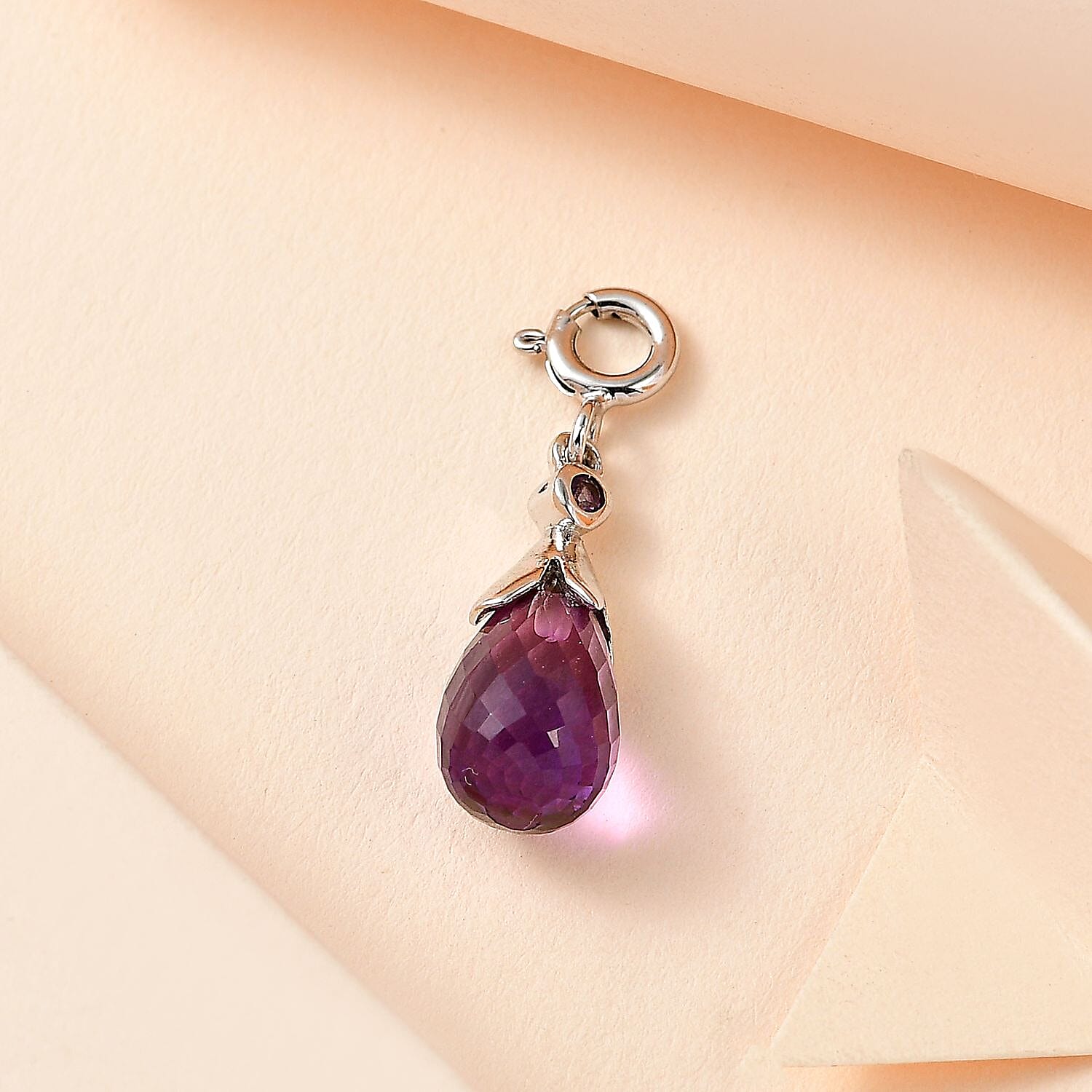 Rose De France Amethyst Charm in Platinum Over Sterling Silver 5.10 ctw