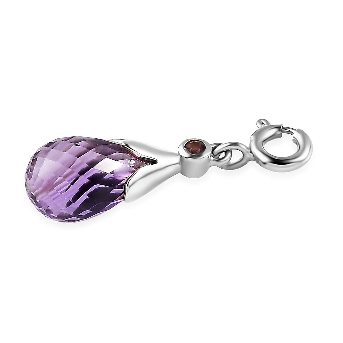 Rose De France Amethyst Charm in Platinum Over Sterling Silver 5.10 ctw