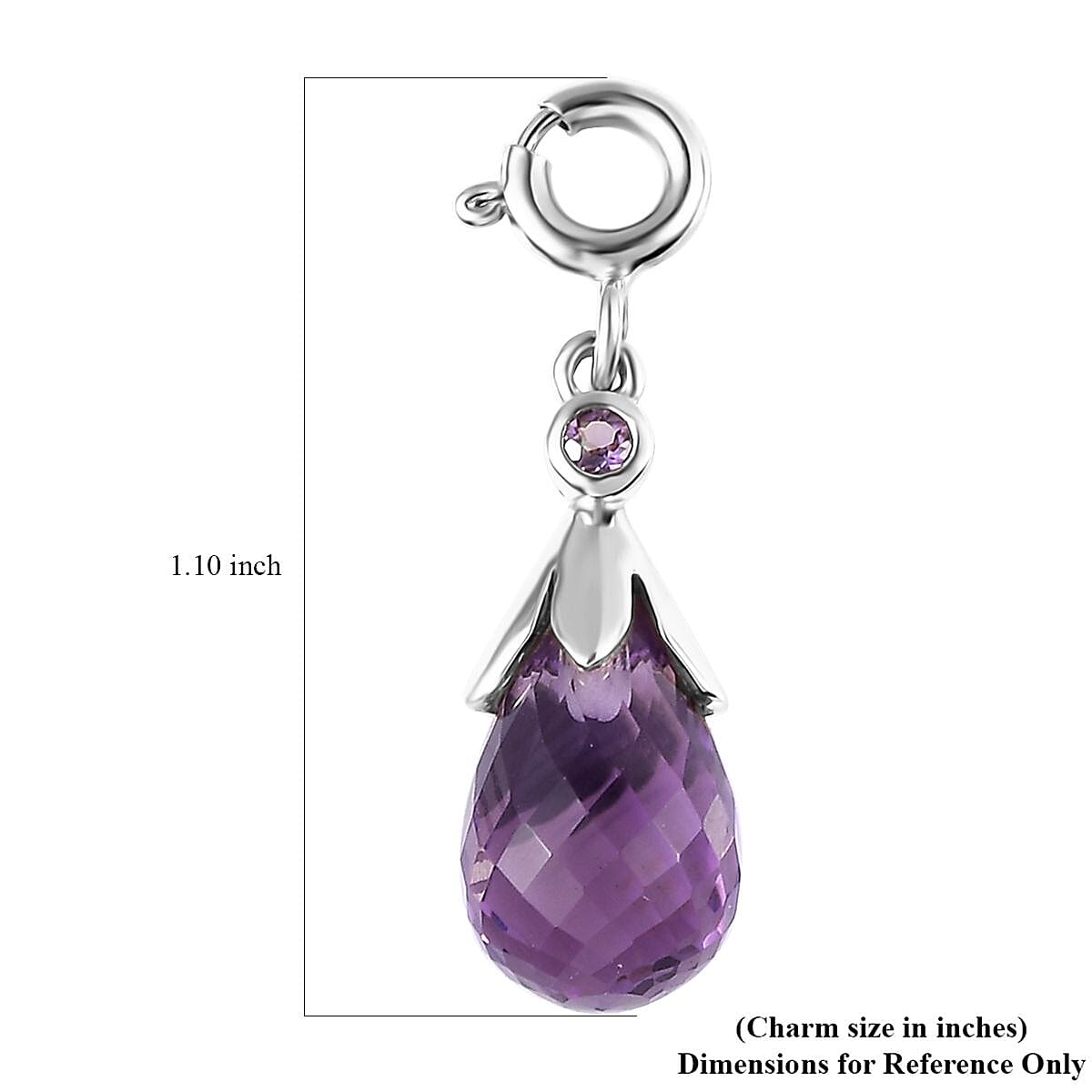 Rose De France Amethyst Charm in Platinum Over Sterling Silver 5.10 ctw
