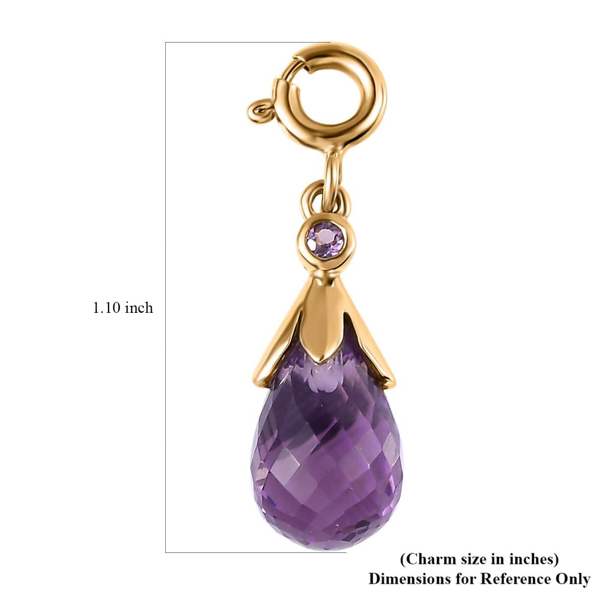 Rose De France Amethyst Charm in Vermeil Yellow Gold Over Sterling Silver 5.10 ctw image number 5