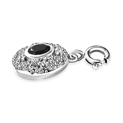 London Blue Topaz Medallion Charm in Platinum Over Sterling Silver 0.40 ctw